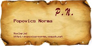 Popovics Norma névjegykártya